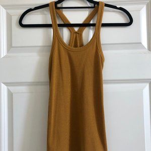 Mustard Fitted T-Back Tank Top- S